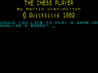 The Chess Player title screen for ZX Spectrum